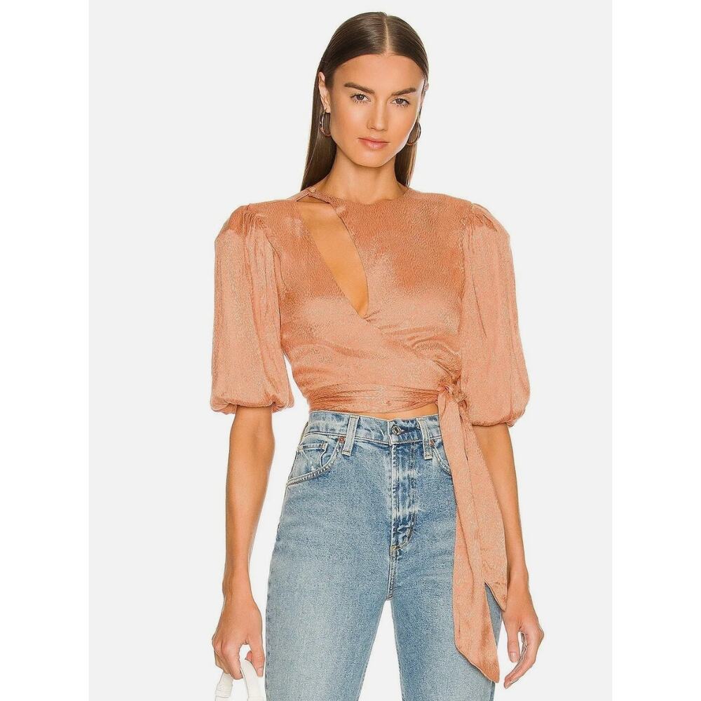 Lovers And Friends  Carlin Wrap Top Orange Boho Festival  Blouse Medium